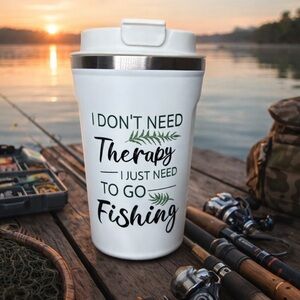 Fishing Therapy White Travel Mug